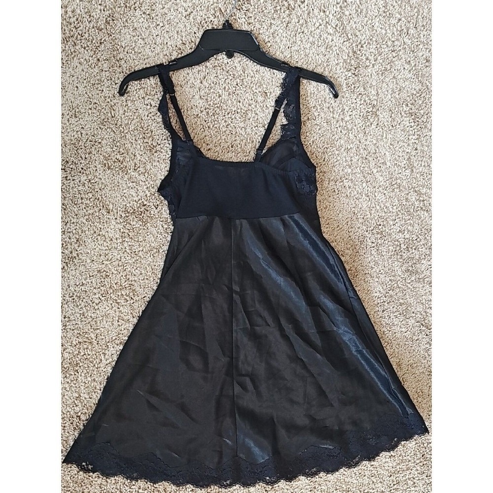 Victoria's‎ Secret Black Lace Satin Babydoll Chemise Small Used Goth Coquette